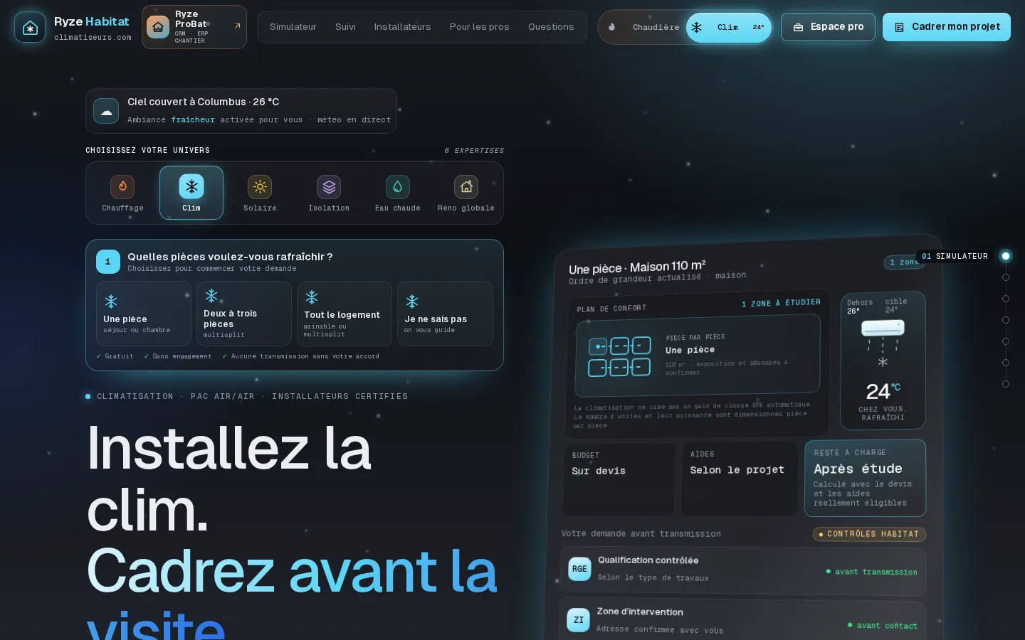 Ryze Habitat, capture du site