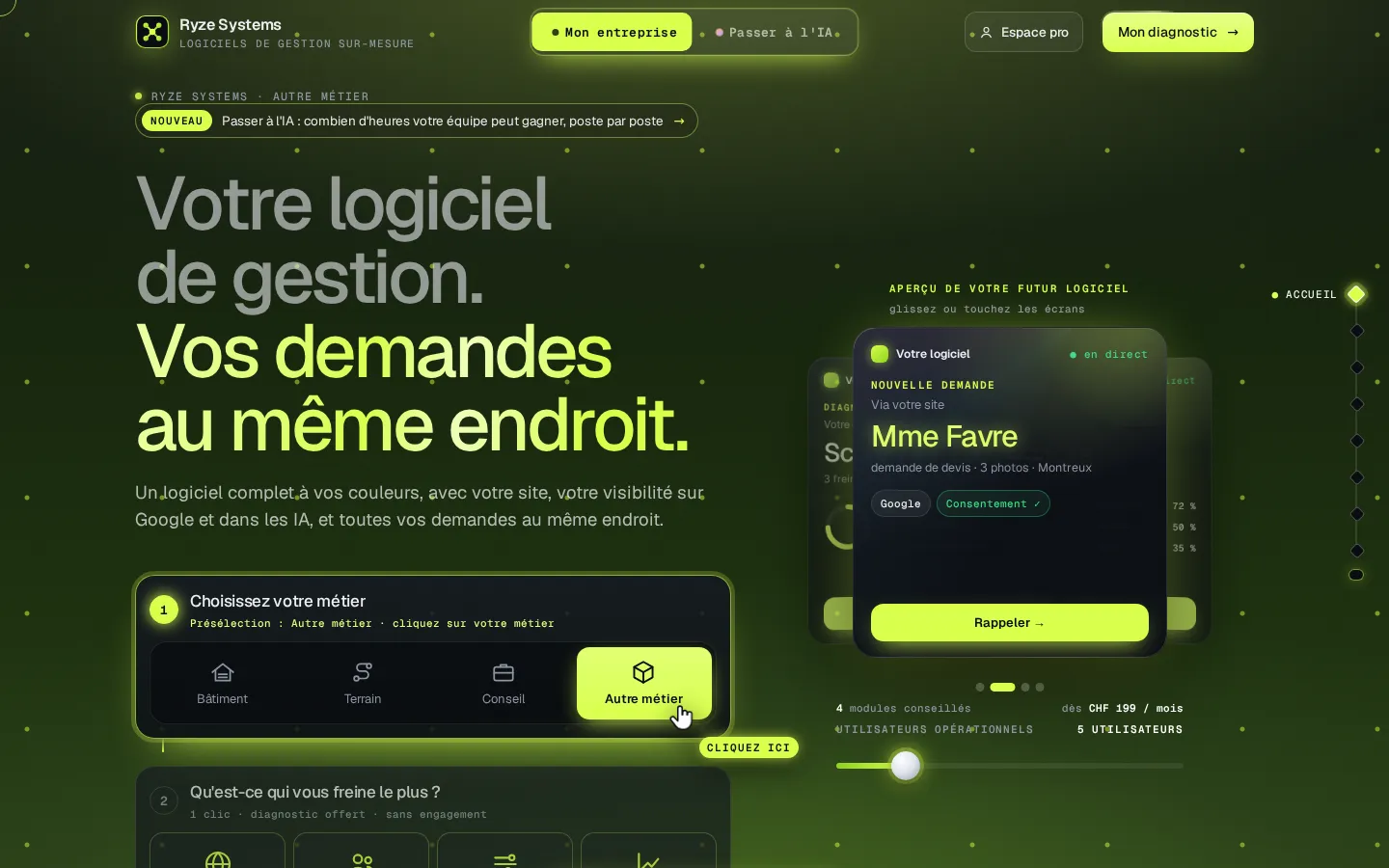 Ryze Systems, capture du site
